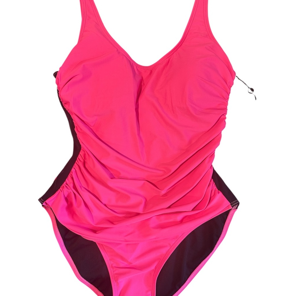 DKNY Fuchsia and Black One Piece Swimsuit